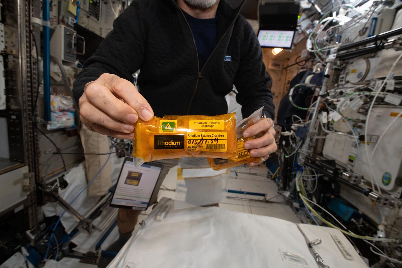 iss066e114374 (1/15/20220 --- Rhodium Probiotic Challenge samples aboard the International Space Station. The Swinburne Youth Space Innovation Challenge 2021: Microgravity Production of a Probiotic Yoghurt Using Active Bacterial Cultures (Rhodium Probiotic Challenge) investigation tests methods for producing yoghurt in space.