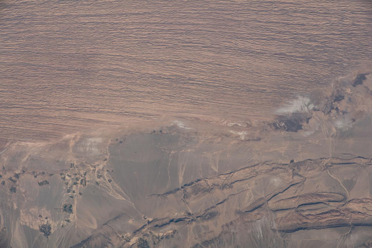 iss066e144029 (Feb. 15, 2022) --- The hot and arid desert geography of Kerman Province in central Iran is pictured from the International Space Station as it orbited 258 miles above.