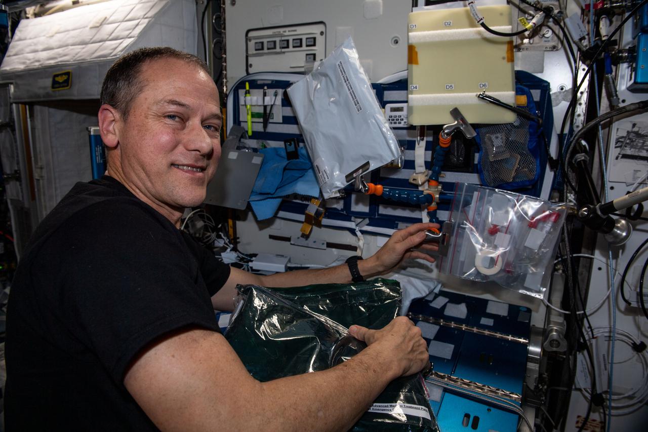iss066e155761 (Feb. 28, 2022) --- NASA astronaut and Expedition 66 Flight Engineer Tom Marshburn is pictured during maintenance activities aboard the International Space Station.