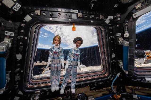 NASA image: Dreamstar - Digital Photo and Record Educational Video with Dolls in Front of Cupola Module Window