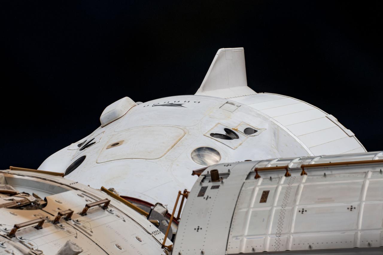 iss067e005316 (April 6, 2022) --- The SpaceX Dragon Endurance crew ship that carried four Crew-3 astronauts to the International Space Station is pictured docked to the forward-facing port of the Harmony module.