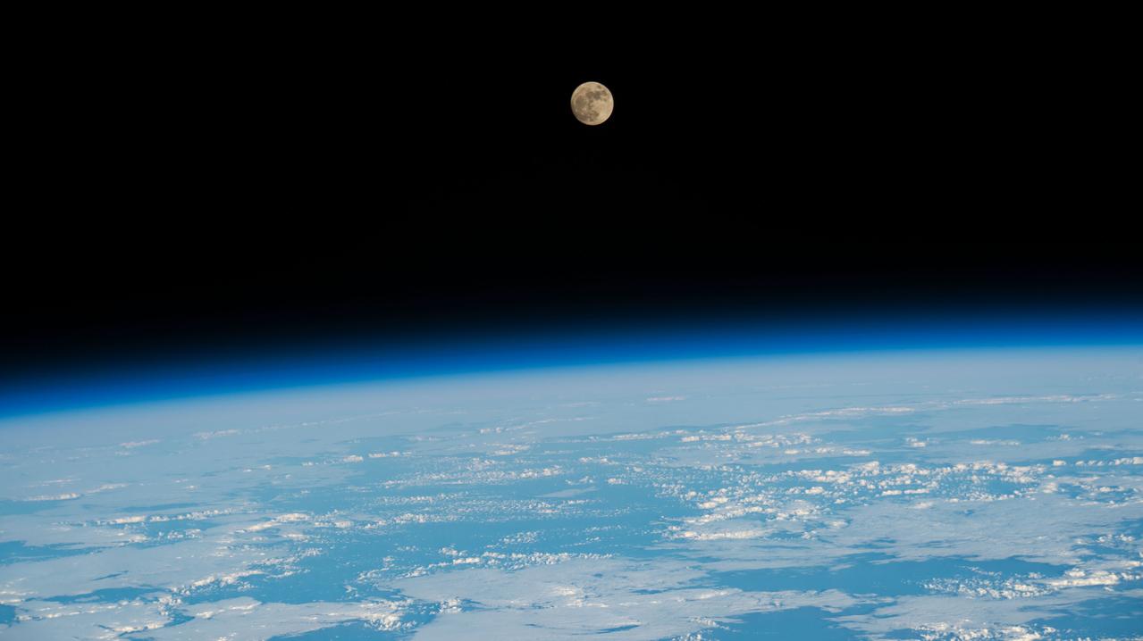iss067e249811 (Aug. 10, 2022) --- The waxing gibbous Moon is pictured from the International Space Station as it orbited 258 miles above the Pacific Ocean north of the Hawaiian island chain.