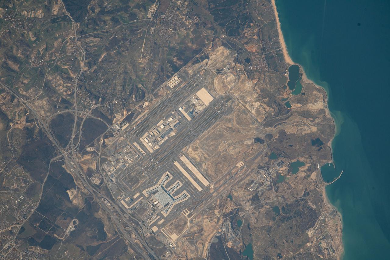 iss068e053699 (Feb. 14, 2023) --- Istanbul Airport on Turkey's Black Sea coast is pictured from the International Space Station as it orbited 264 miles above.