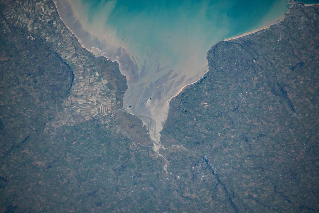 iss068e053846 (Feb. 12, 2023) --- The northwestern coastal regions of Brittany and Normandy in France meet here on the English Channel in this photograph from the International Space Station as it orbited 264 miles above.