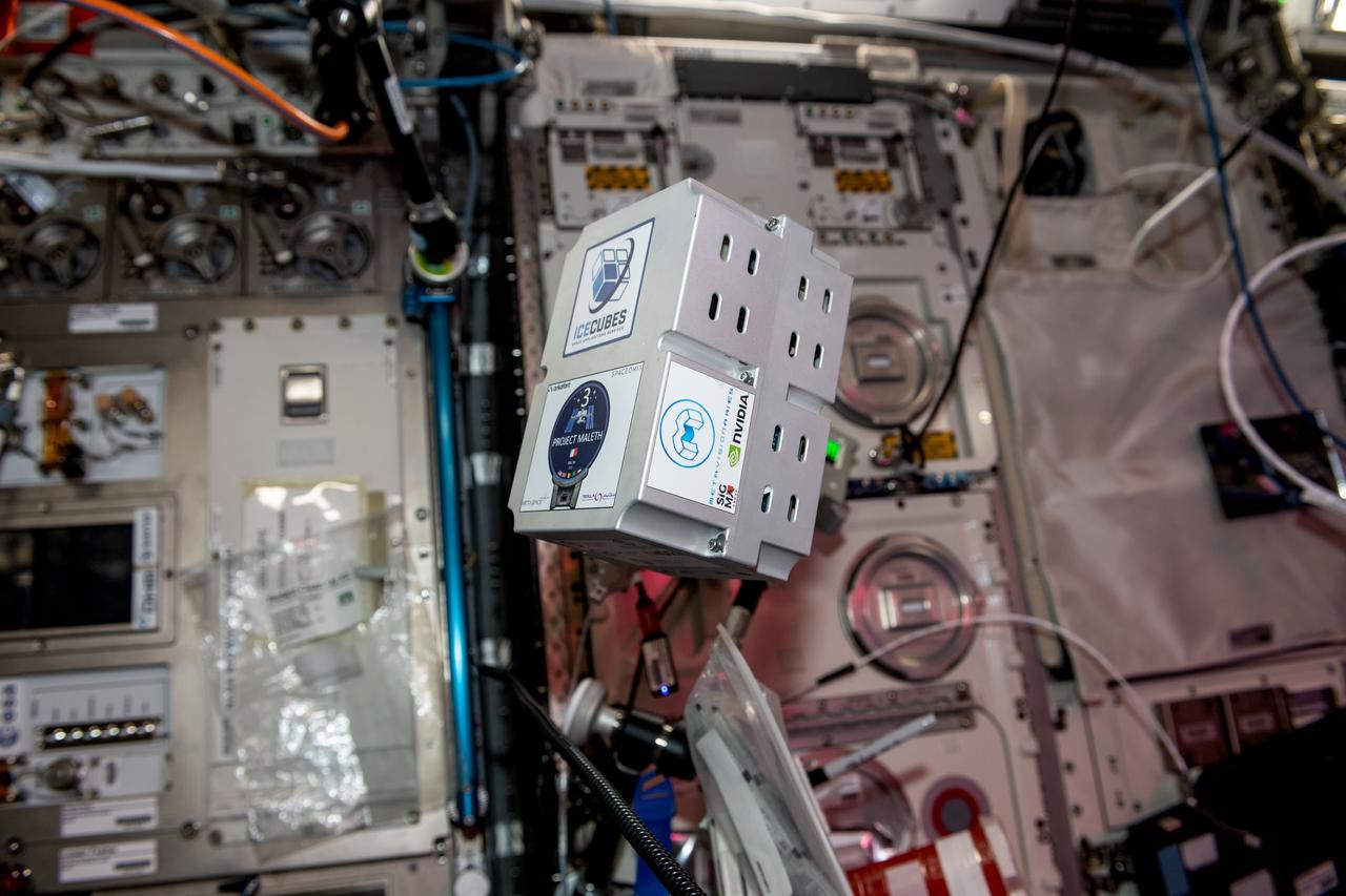 iss068e075605 (3/17/2023) --- A view of the ICE Cubes #9.2 – Maleth 2 Biocube aboard the Internatinal Space Station (ISS). ICE Cubes #9.2 – Maleth 2 by the SpaceOMIX team identifies important biomarkers found in the human skin microbiome (such as miRNA, and other mRNA transcripts) that can potentially be targeted for therapy or general well-being to enhance space travel to deeper missions to the Moon and to Mars.