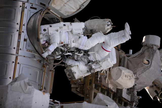 NASA image: Spacewalkers Stephen Bowen and Sultan Alneyadi exit the Quest airlock