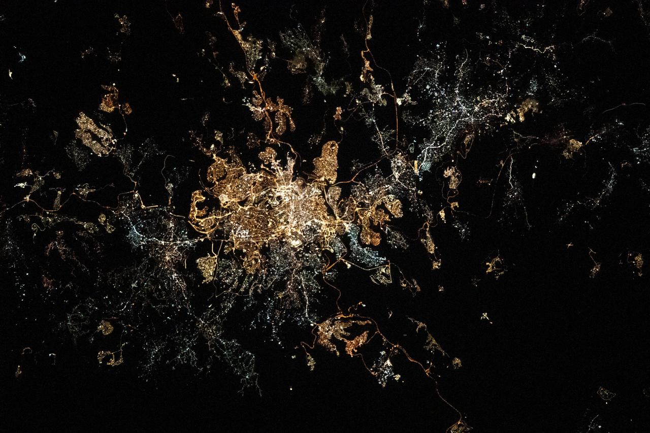 iss069e009486 (May 8, 2023) --- The city lights of Jerusalem, Israel, were pictured by UAE (United Arab Emirates) astronaut and Expedition 69 Flight Engineer Sultan Alneyadi from the International Space Station as it orbited 259 miles above.