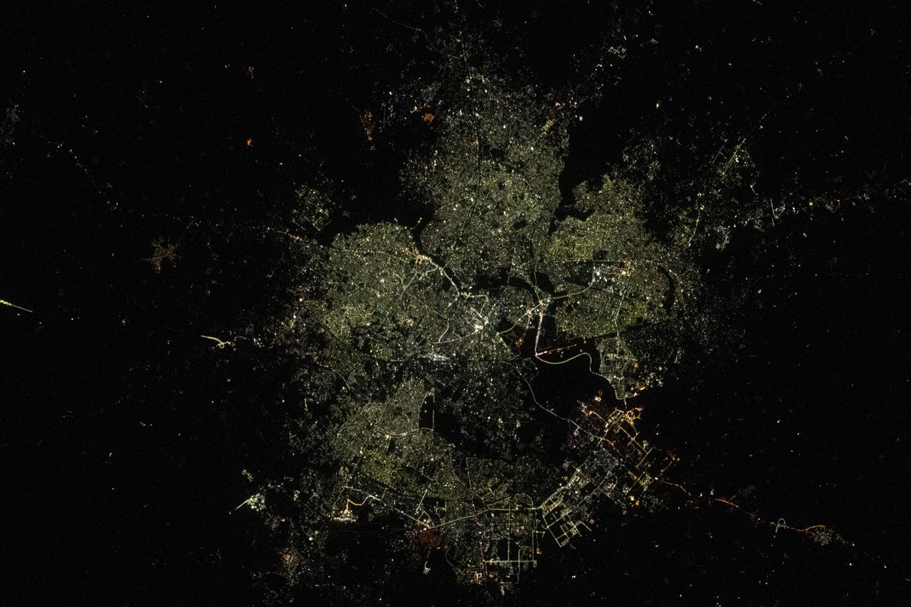 iss069e010770 (May 15, 2023) --- The city lights of Lucknow, in northern India, were pictured by UAE (United Arab Emirates) astronaut and Expedition 69 Flight Engineer Sultan Alneyadi from the International Space Station as it orbited 262 miles above.
