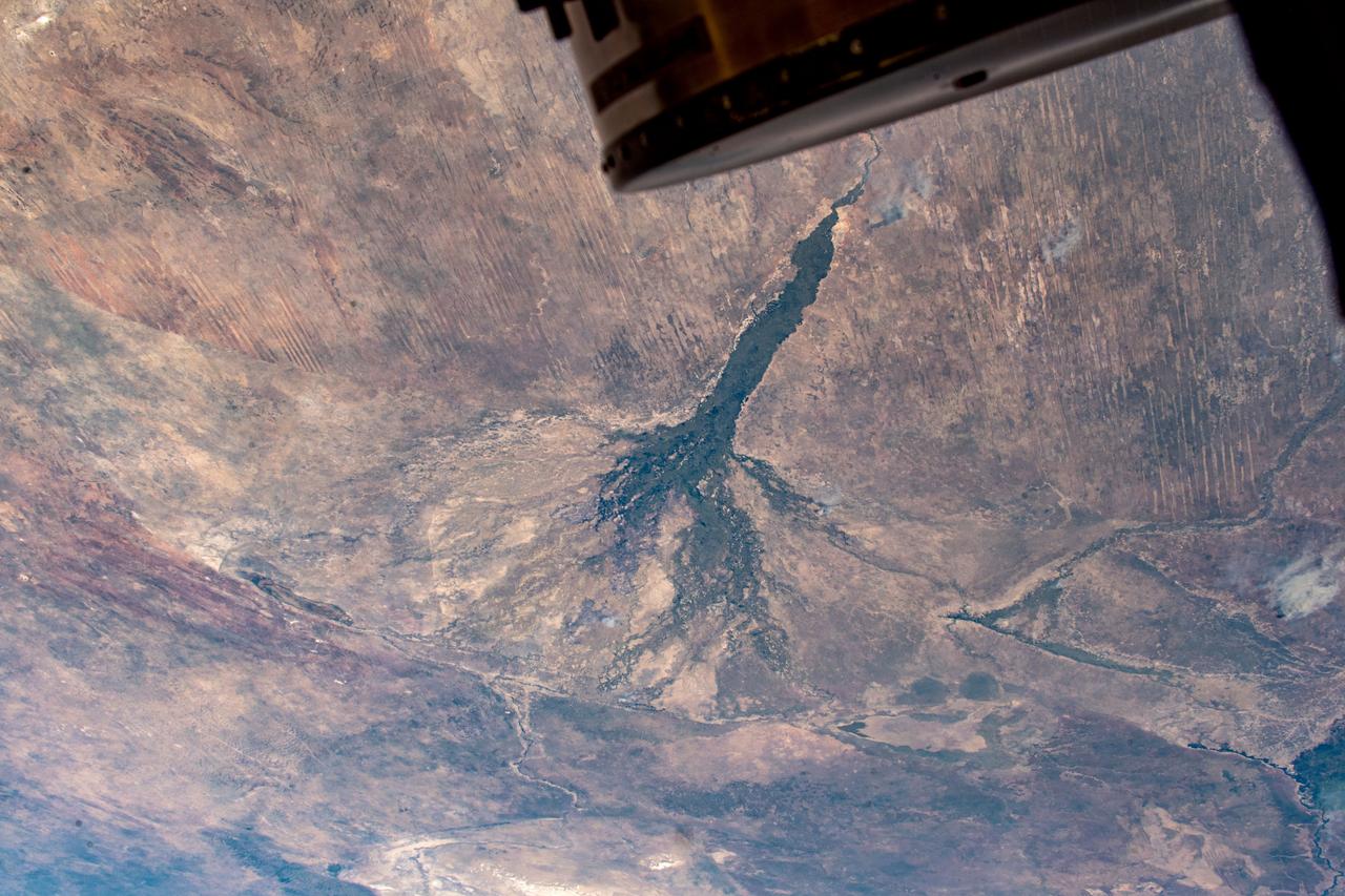 iss069e014332 (May 23, 2023) --- The Okavango Delta in the nation of Botswana is pictured from the International Space Station as it orbited 260 miles above the African continent.