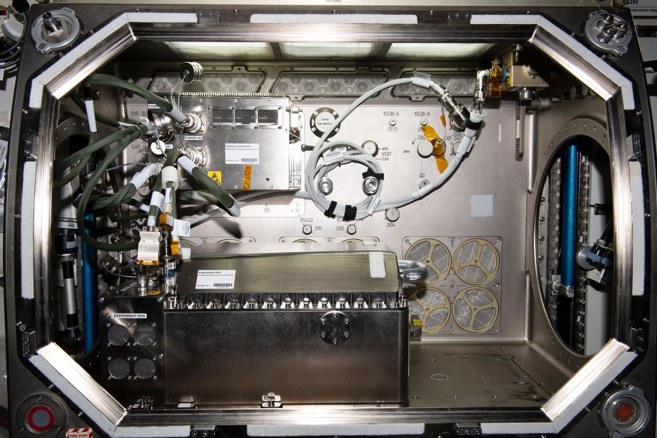 iss070e001580 (10/2/2023) --- A aboard the International Space Station (ISS) of the Transparent Alloys hardware installed into the Microgravity Science Glovebox (MSG) with a sample cartridge. Transparent Alloys consists of numerous experiments to study various growth and solidification processes in alloys.