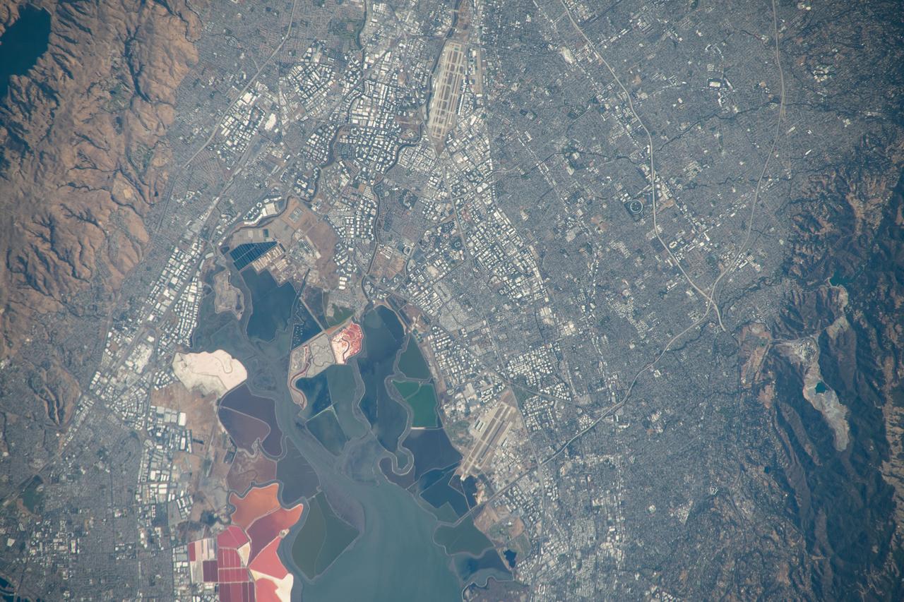 iss070e006101 (Oct. 18, 2023) --- The Silicon Valley region, famed for its high technology industries, on the southern tip of San Francisco Bay in California is pictured from the International Space Station as it orbited 258 miles above.