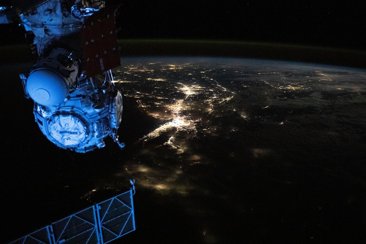 iss070e013946 (Oct. 26, 2023) --- This nighttime view from the International Space Station shows the city lights of the northeastern United States and major urban areas including Long Island, New York; Philadelphia, Pennsylvania; and Washington D.C. The orbital lab was soaring 262 miles above the Pine Tree State of Maine at the time of this photograph.
