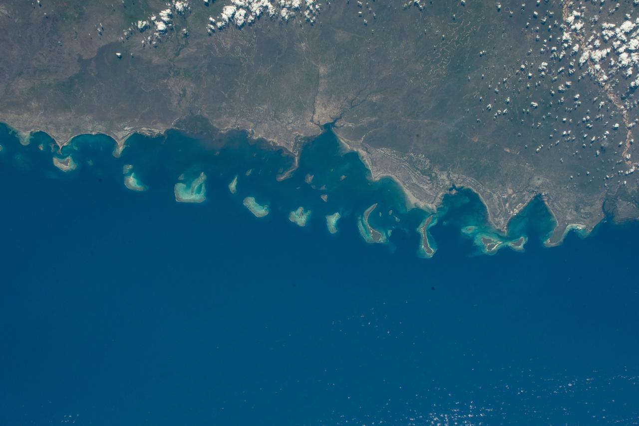 iss070e026322 (Nov. 17, 2023) --- The Quirimbas Islands off the northeastern coast of Mozambique in the Indian Ocean are pictured from the International Space Station as it orbited 262 miles above the African nation.