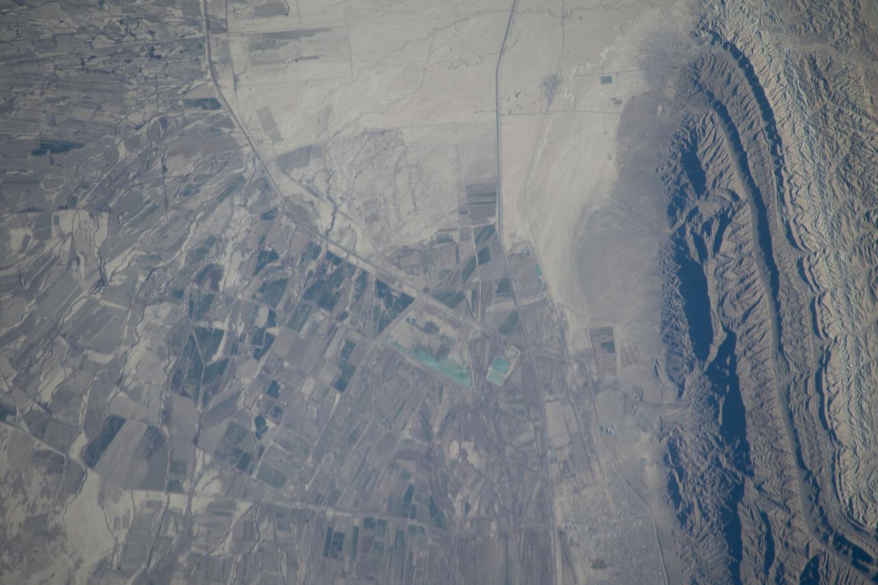 iss070e042555 (Dec. 17, 2023) --- The Balkan region of western Turkmenistan, know for its significant hydrocarbon reserves, is pictured from the International Space Station as it orbited 260 miles above the central Asian nation.