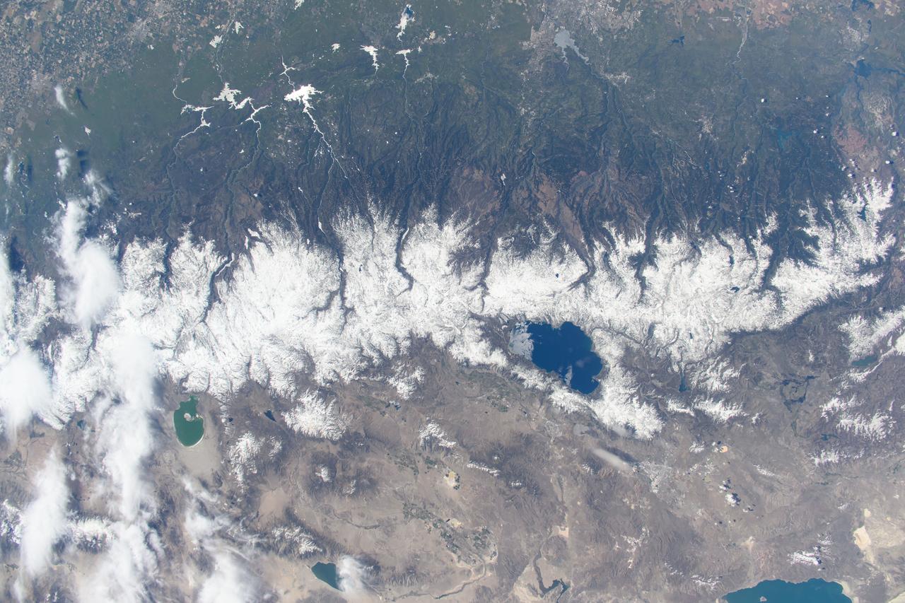  iss071e014284 (April 20, 2024) -- Lake Tahoe, situated in the Sierra Nevada Mountains and straddling the border of California and Nevada, was photographed as the International Space Station orbited 258 miles above.