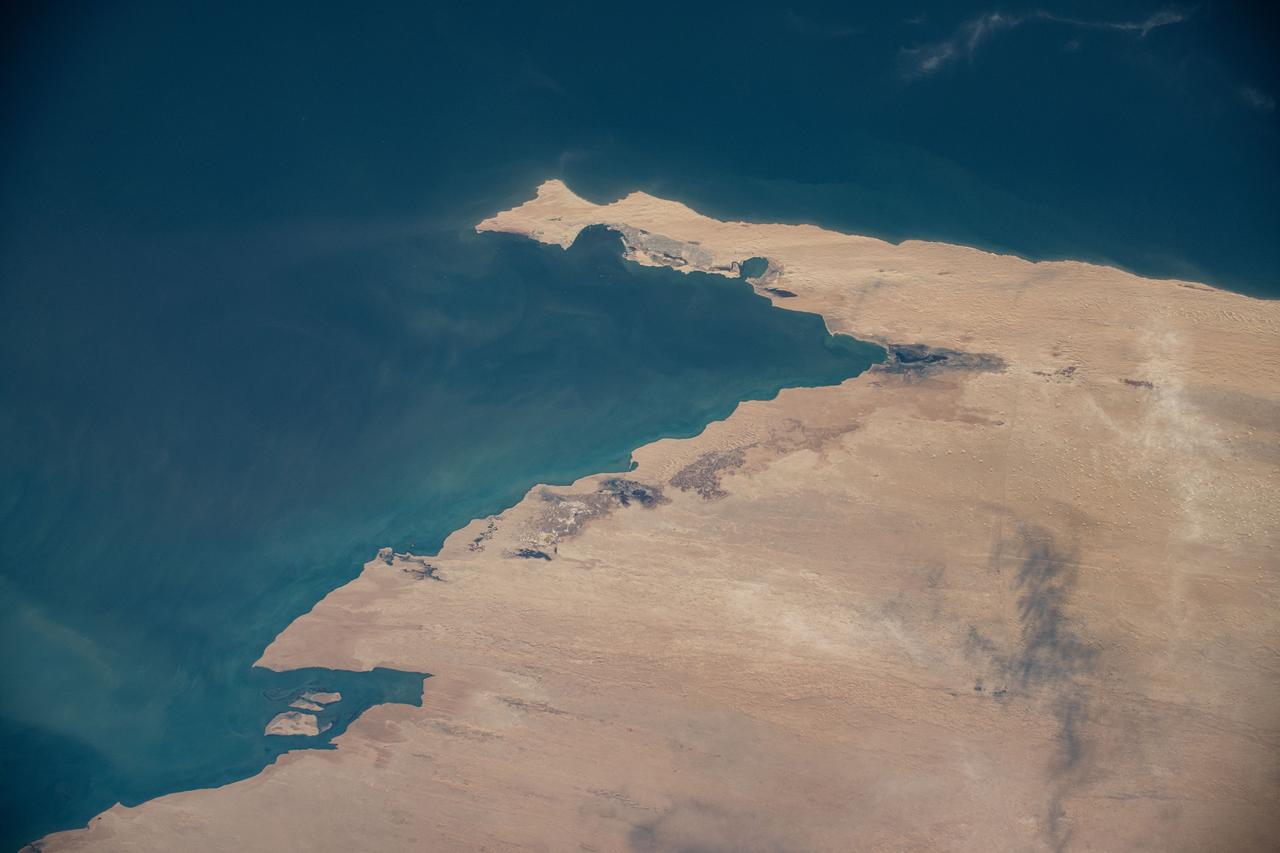 iss071e082698 (May 16, 2024) --- The Atlantic coastal desert region of the Sahara Desert in the African nation of Mauritania is pictured from the International Space Station as it orbited 258 miles above the Atlantic Ocean.