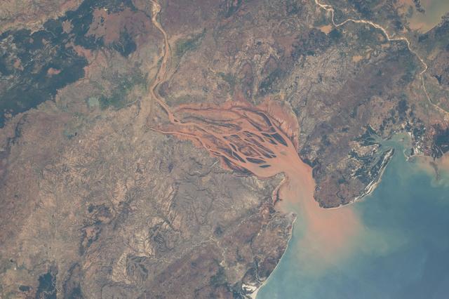 NASA image: The Mozambique Channel Flows Inland to the Bombetoka Bay
