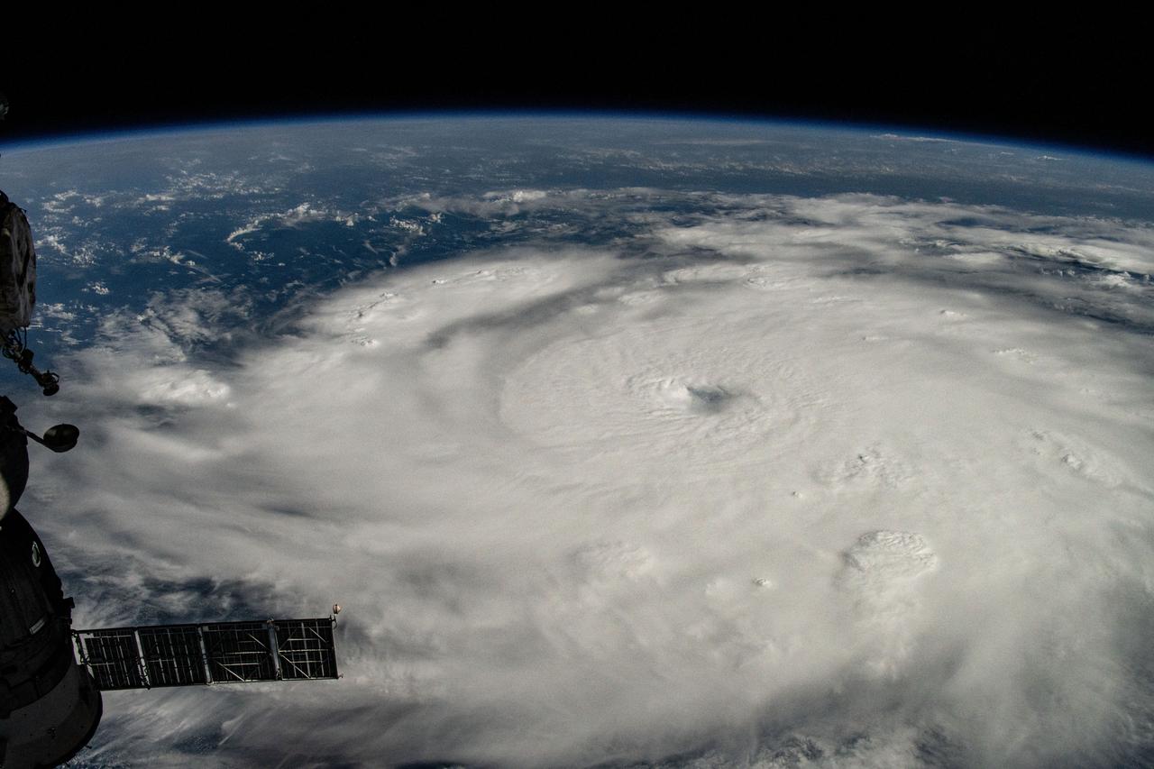 iss071e245405 (July 1, 2024) --- Hurricane Beryl is pictured as a Category 4 storm off the coast of Grenada in the Caribbean Sea as the International Space Station orbited 263 miles above.