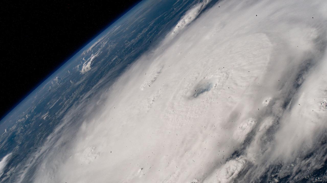 iss071e245678 (July 1, 2024) --- Hurricane Beryl is pictured as a Category 4 storm south of Barbados from the International Space Station as it orbited 262 miles above the Caribbean Sea.