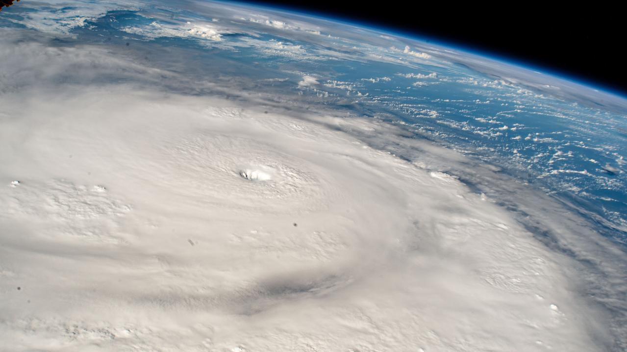 iss071e256908 (July 2, 2024) --- Hurricane Beryl is pictured as a Category 5 storm southwest of Barbados in the Caribbean Sea as the International Space Station orbited 263 miles above.