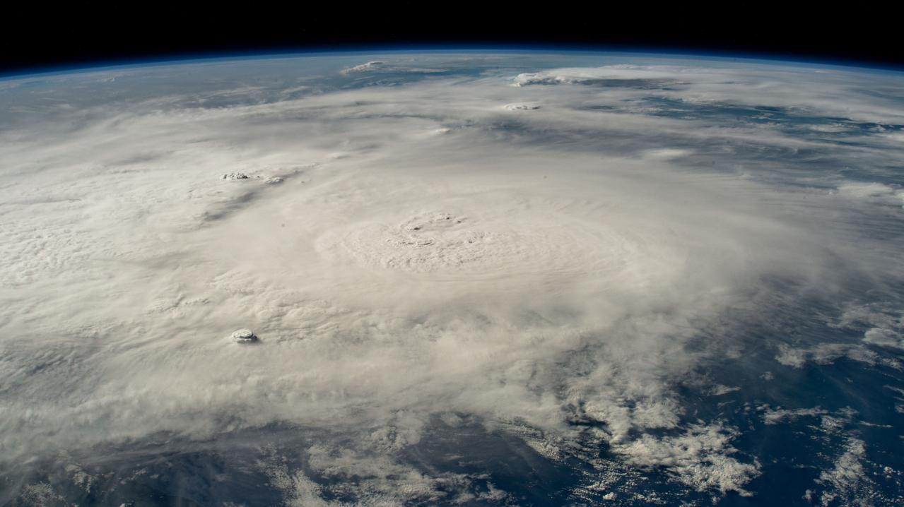 iss071e266892 (July 3, 2024) --- Hurricane Beryl is pictured as a Category 4 storm above the Caribbean Sea from the International Space Station as it orbited 263 miles above western Cuba.
