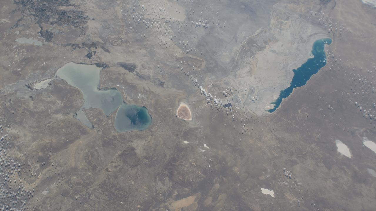 iss071e462182 (Aug. 9, 2024) --- Barsakelmes Nature Reserve in the Aral Sea in Kazakhstan is pictured from the International Space Station as it orbited 263 miles above the Central Asian nation.