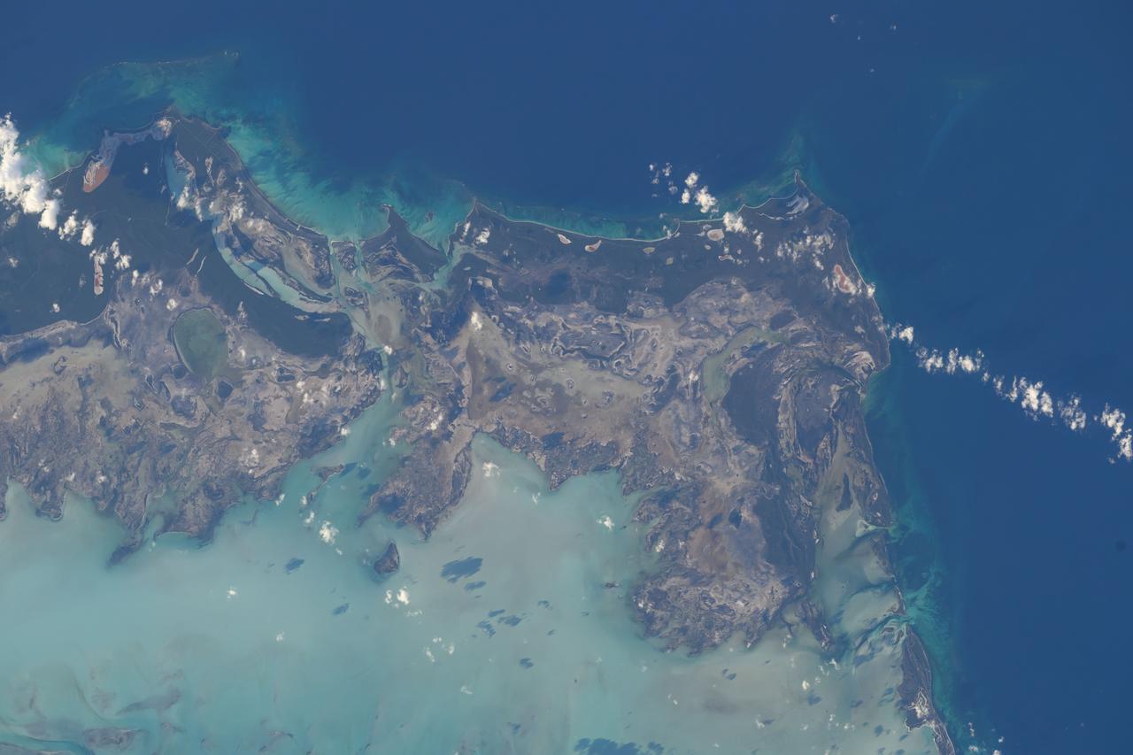 iss071e651801 (Sept. 14, 2024) -- The fourth largest island in Turks and Caicos, East Caicos, is pictured from the International Space Station as it orbited 258 miles above.