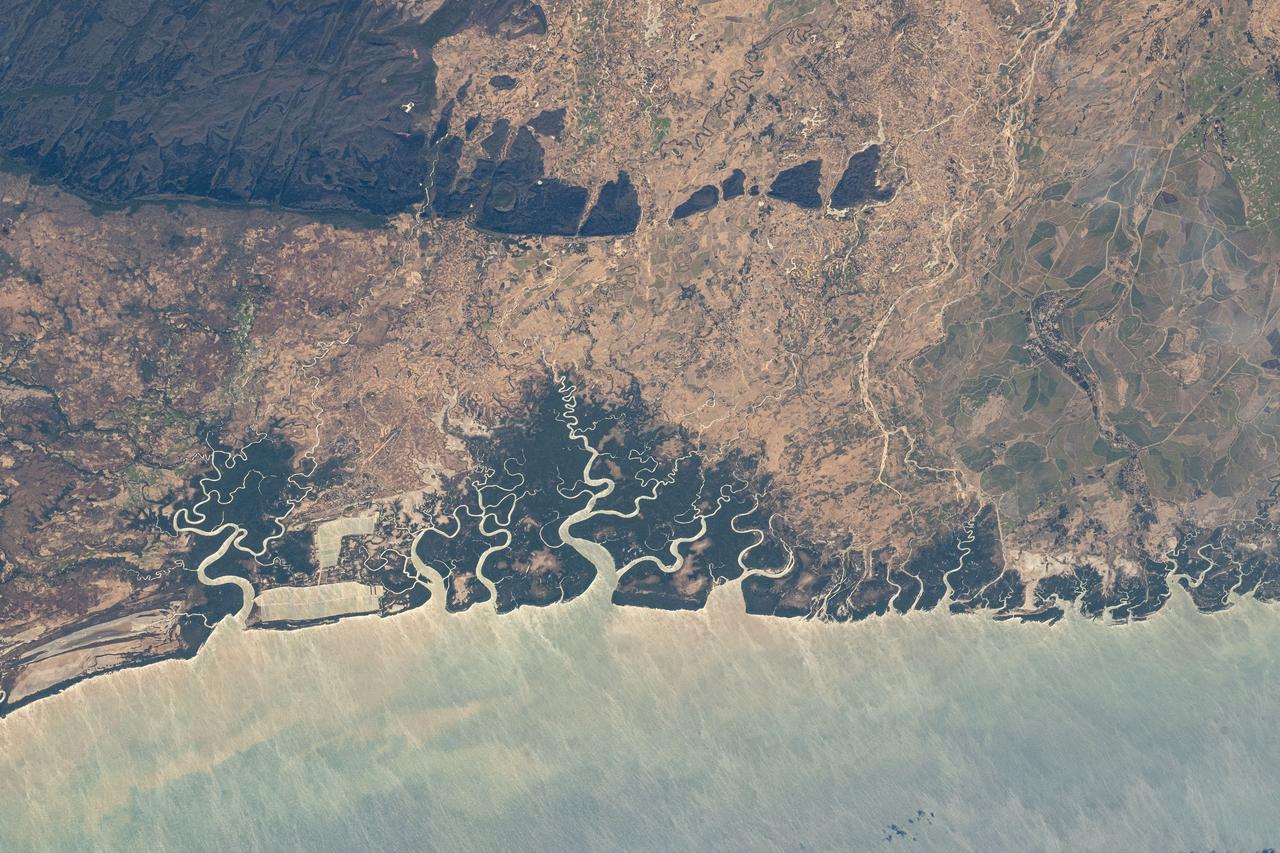 iss071e673801 (Sept. 15, 2024) --- Ankarana Special Reserve, formed about 150 million years ago during the Jurassic period, on the northwest coast of Madagascar near the Mozambique Channel is pictured from the International Space Station as it orbited 260 miles above.
