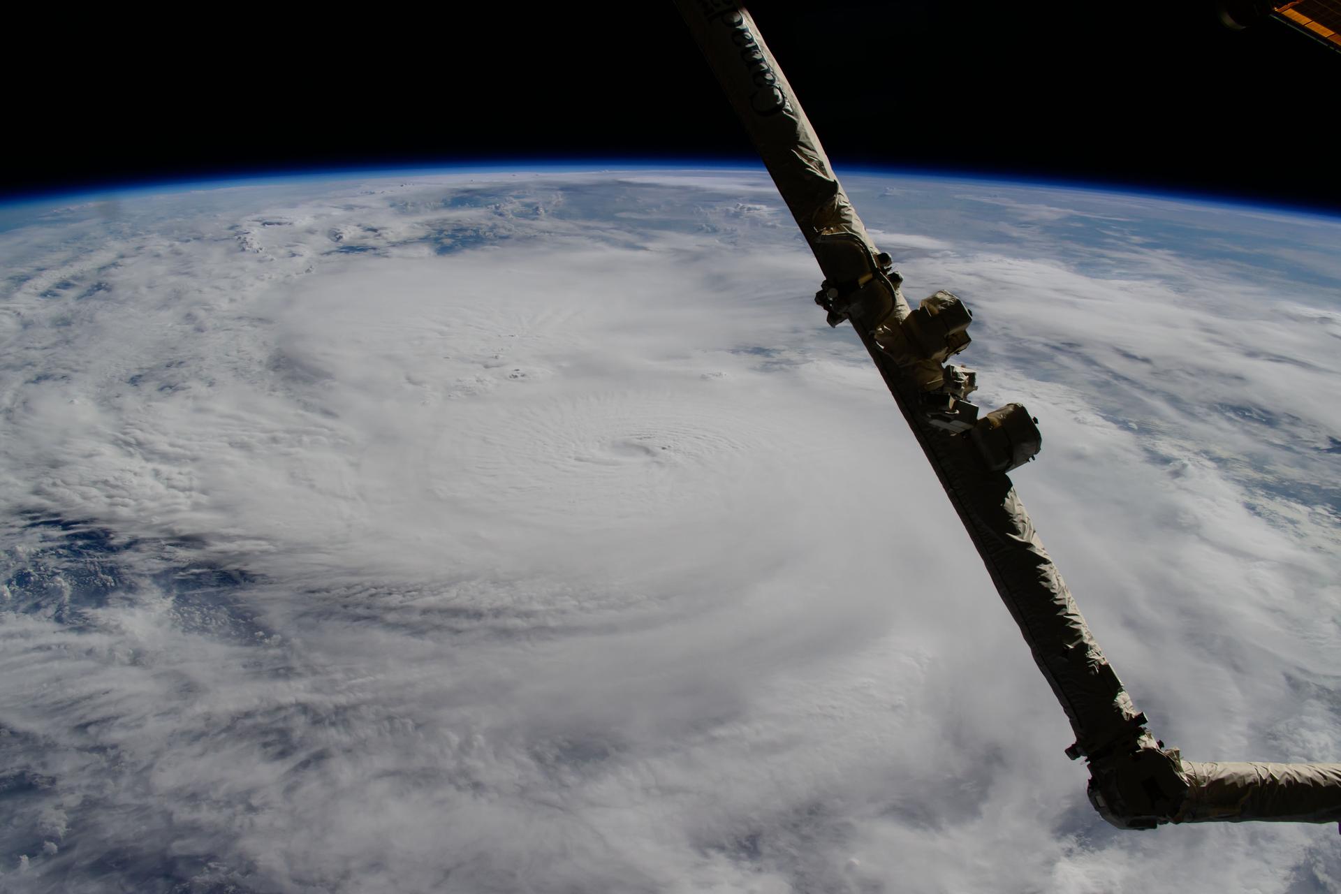 Hurricane Milton, a Category 4 storm at the time of this photograph, is pictured in the Gulf of Mexico off the coast of Yucatan Peninsula from the International Space Station as it orbited 257 miles above.