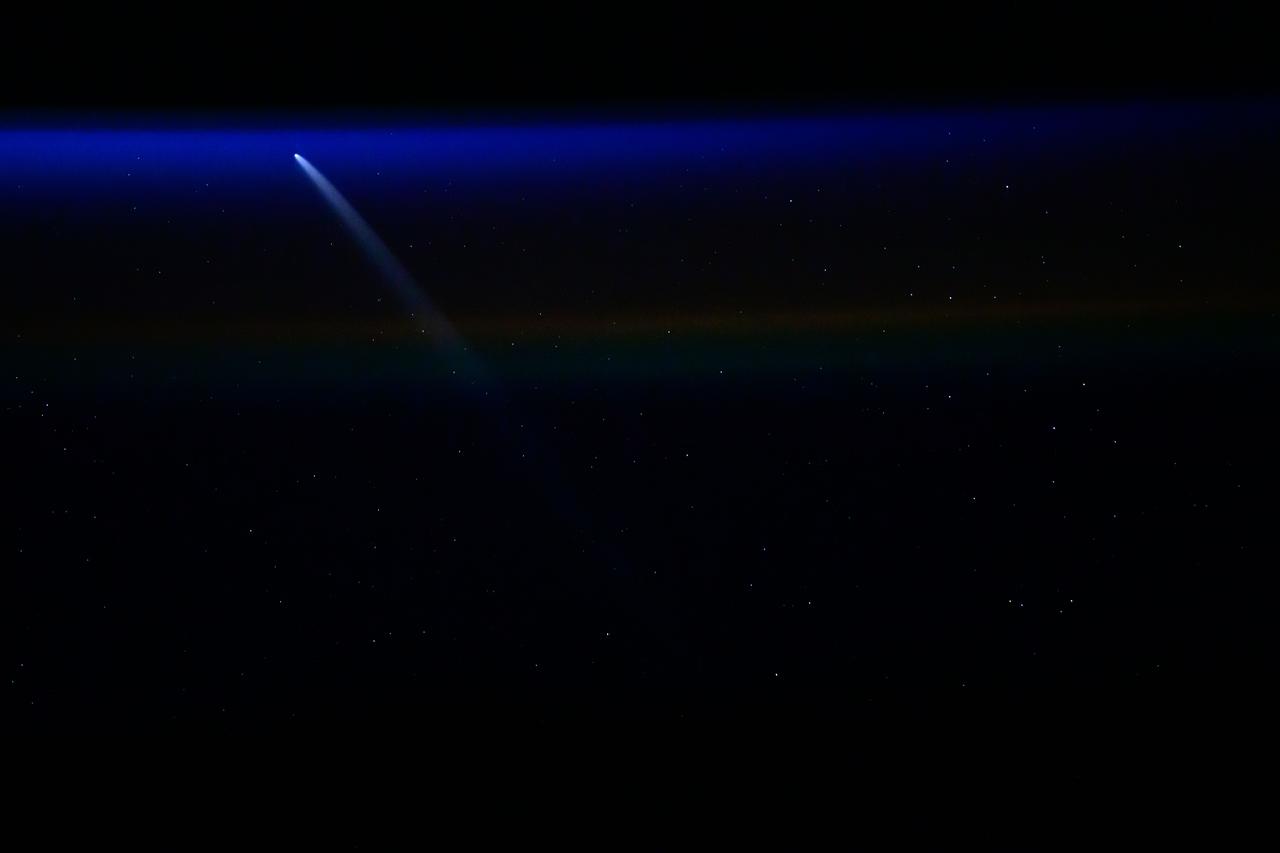 Comet C/2023 A3 pictured from the International Space Station