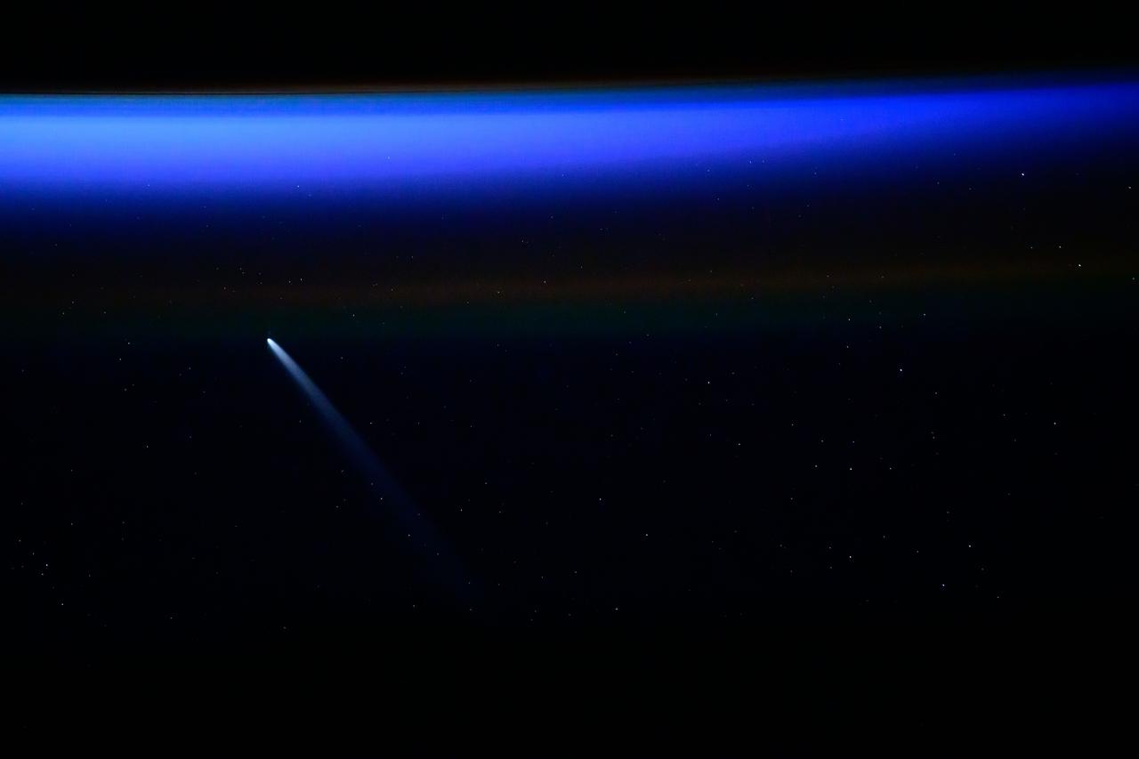 Comet C/2023 A3 pictured from the International Space Station