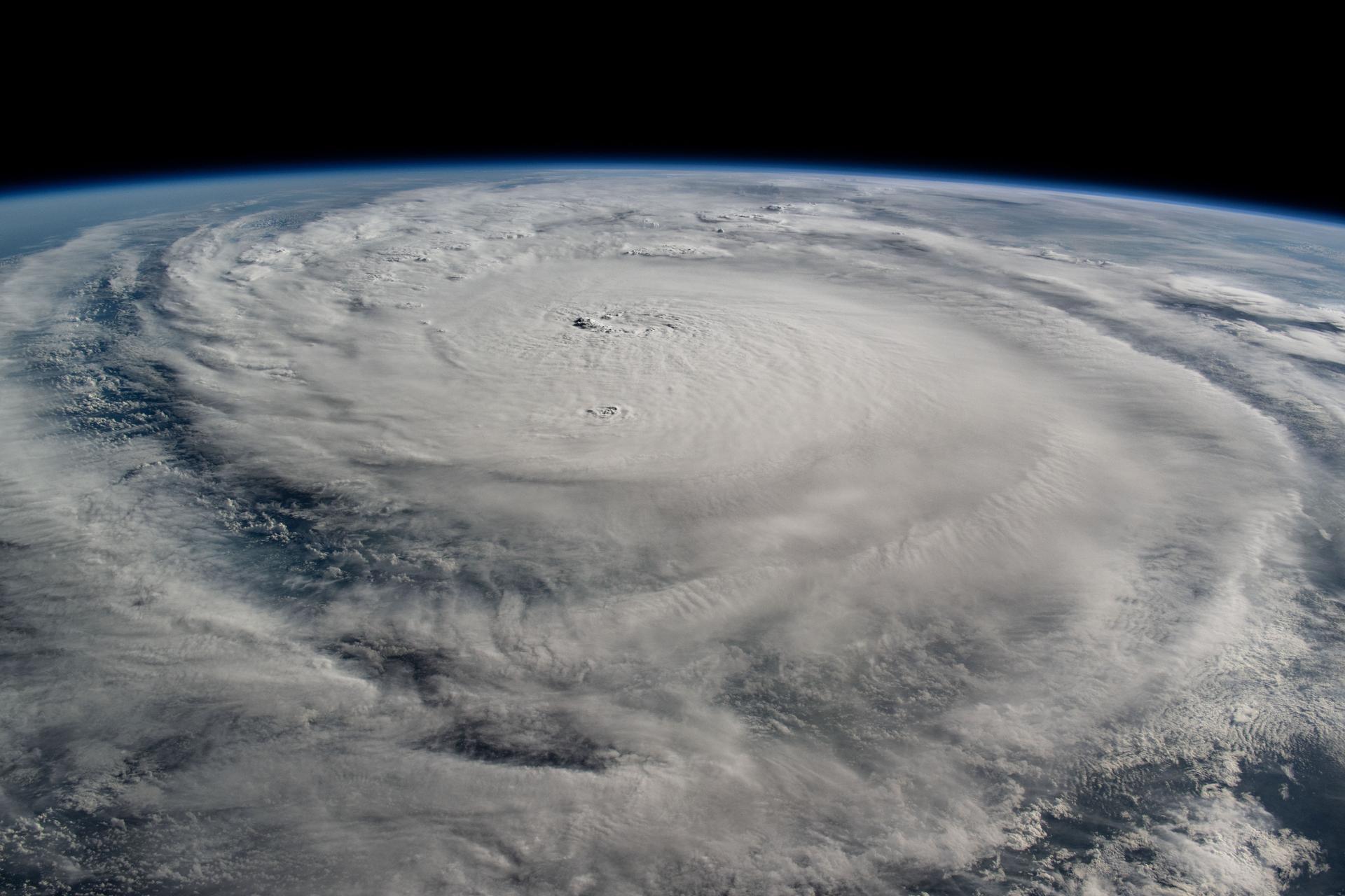 Hurricane Milton, a Category 5 storm at the time of this photograph, is pictured in the Gulf of Mexico off the coast of Yucatan Peninsula from the International Space Station as it orbited 257 miles above.