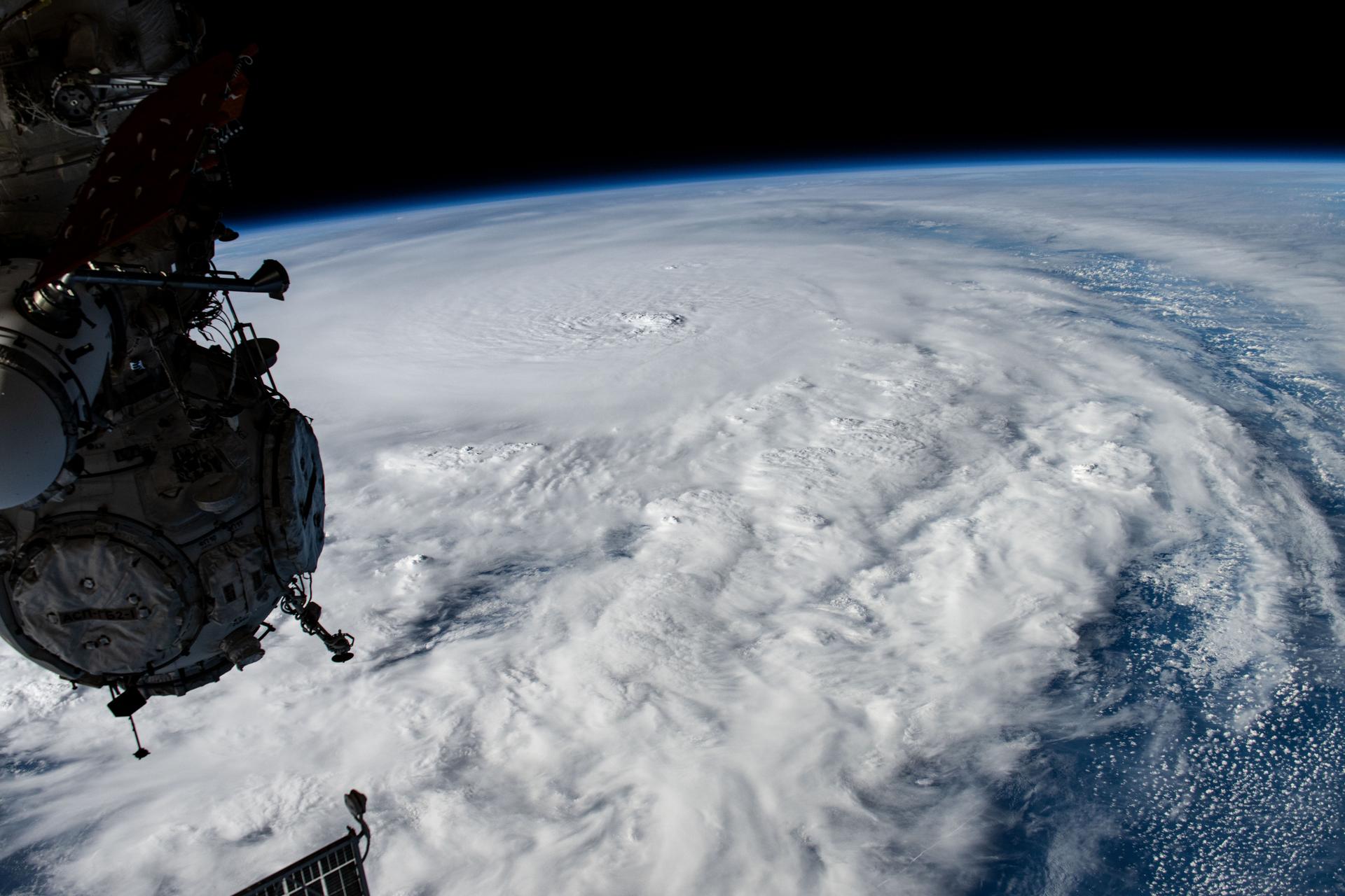 Hurricane Milton, a Category 5 storm at the time of this photograph, is pictured in the Gulf of Mexico off the coast of Yucatan Peninsula from the International Space Station as it orbited 257 miles above.