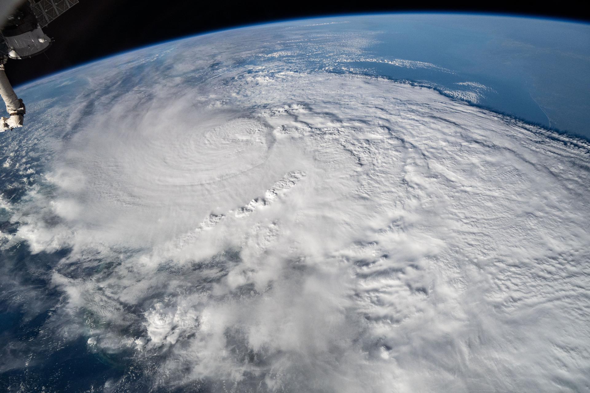 Hurricane Milton is pictured as a category 4 storm in the Gulf of Mexico nearing the coast of Florida in this photograph from the International Space Station as it orbited 258 miles above.