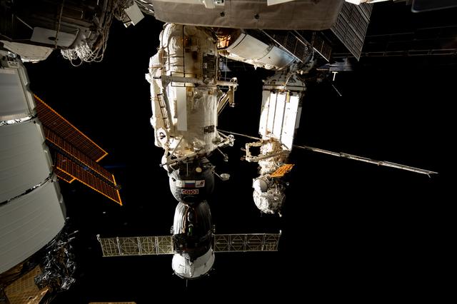 NASA image: The Soyuz MS-26 crew ship docked to the Rassvet module