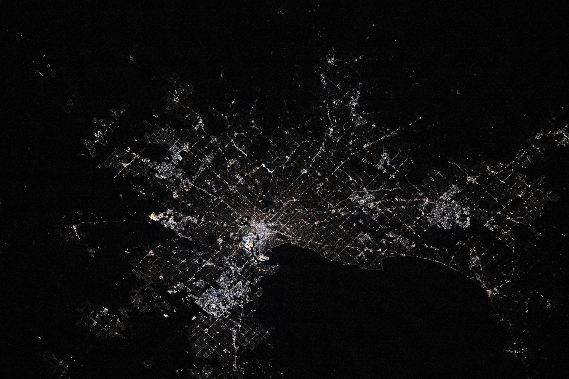 The city lights of Melbourne on Port Phillip in Australia's state of Victoria are pictured from the International Space Station as it orbited 271 miles above.