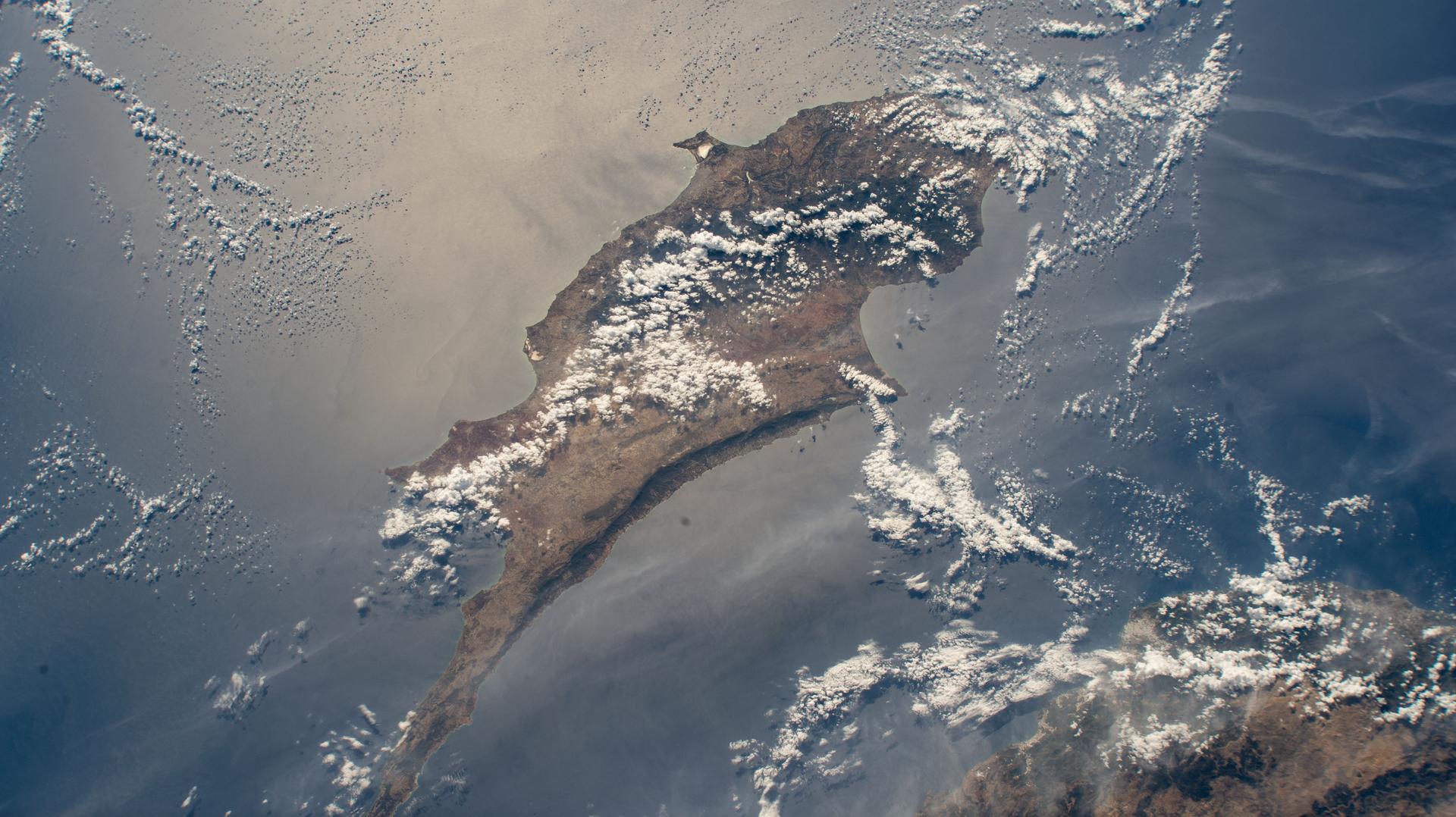 The island Republic of Cyprus in the Mediterranean Sea is pictured from the International Space Station as it orbited 258 miles above the nation of Turkey.