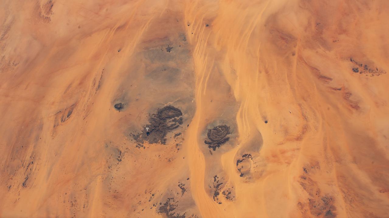 iss072e065377 (Oct. 17, 2024) --- The borders of three African nations, Libya, Sudan, and Egypt, meet in the eastern portion of the Sahara in this photograph from the International Space Station as it orbited 258 miles above.