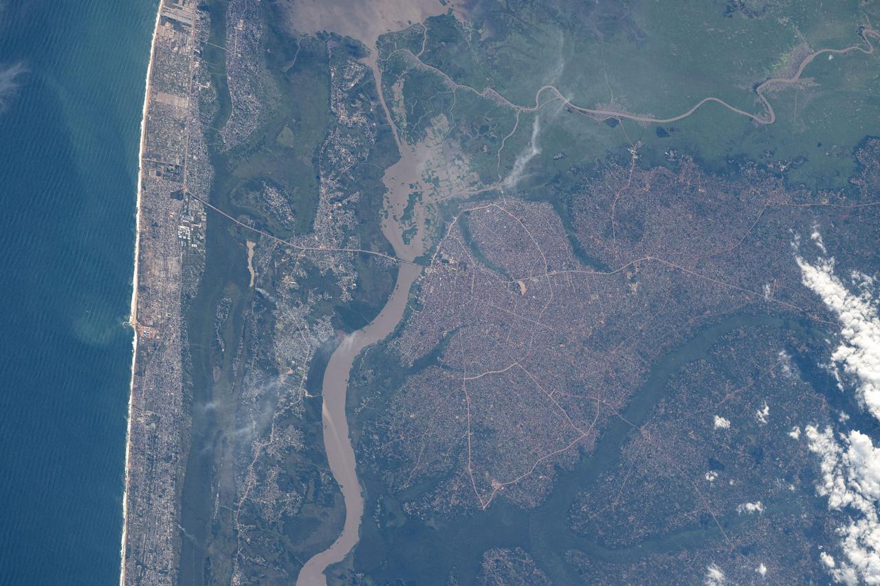 iss072e069105 (Oct. 15, 2024) --- Porto-Novo, the capital of Benin with a population of over 260,000, is situated on the Yewa River next to the coast of the Gulf of Guinea in this photograph from the International Space Station as it orbited 260 miles above.