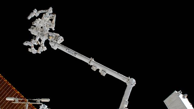 NASA image: The Canadarm2 robotic arm with its fine-tuned robotic hand Dextre