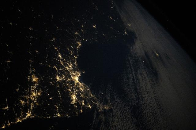 NASA image: The city lights along the New England coast of the United States