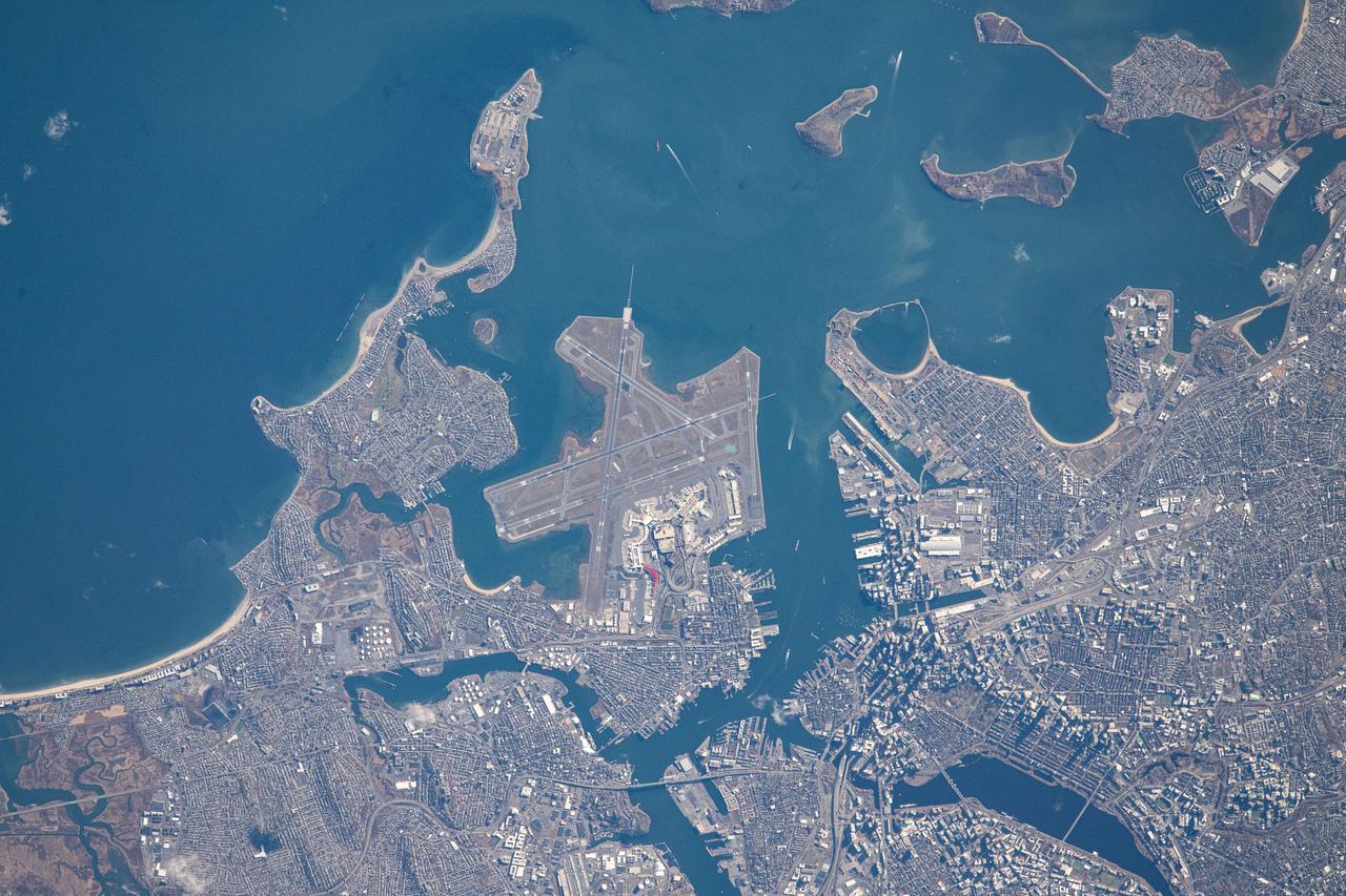 iss072e311839 (Dec. 3, 2024) --- Boston Logan International Airport on Massachusetts Bay is pictured from the International Space Station as it orbited 263 miles above.