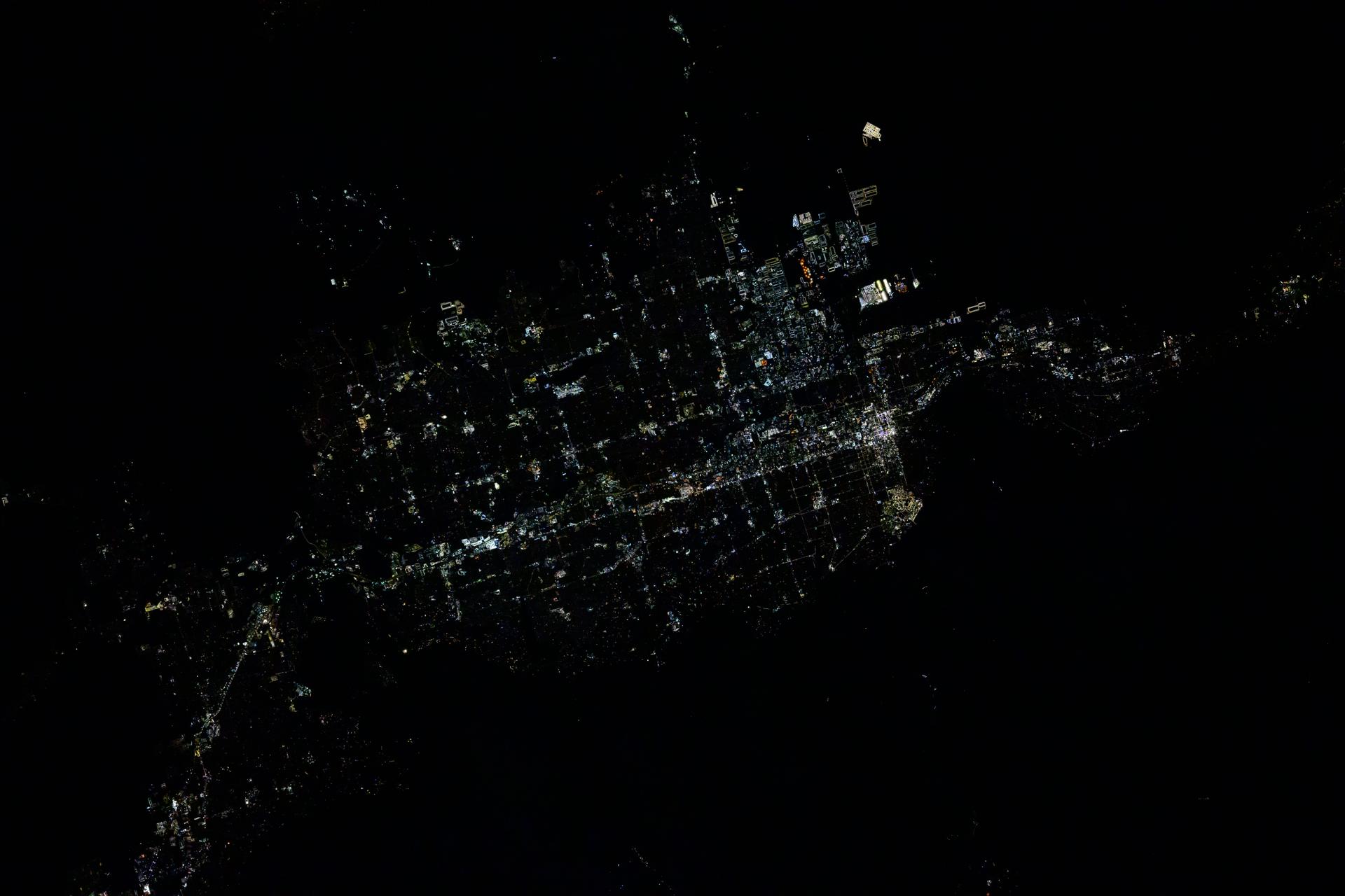 The city lights of Salt Lake City, the capital of Utah, and its surrounding suburbs are pictured at about 5:17 a.m. local time from the International Space Station as it orbited 258 miles above.