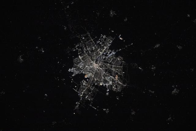 NASA image: The city lights of Winnipeg in Manitoba, Canada