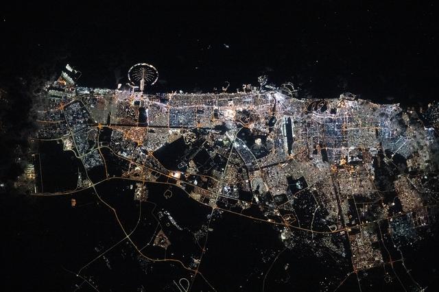 NASA image: The well-lit city of Dubai, United Arab Emirates