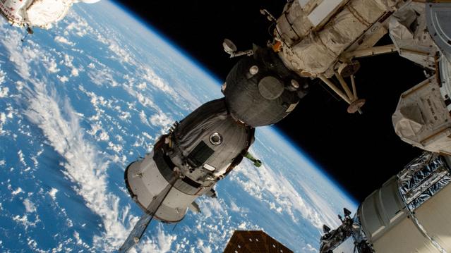 NASA image: The Soyuz MS-26 crew ship docked to the Rassvet module