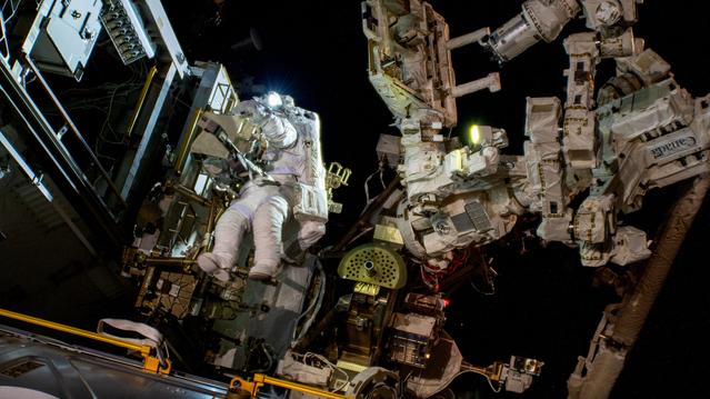 NASA image: Astronaut Suni Williams during a spacewalk outside the International Space Station