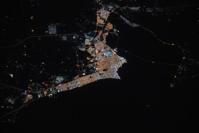 NASA image: The city lights of Kuwait City, the capital of Kuwait