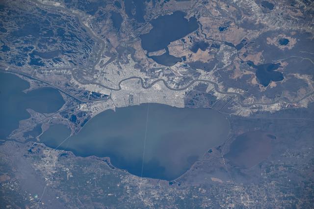 NASA image: New Orleans, Louisiana, and its suburbs along the Mississippi River