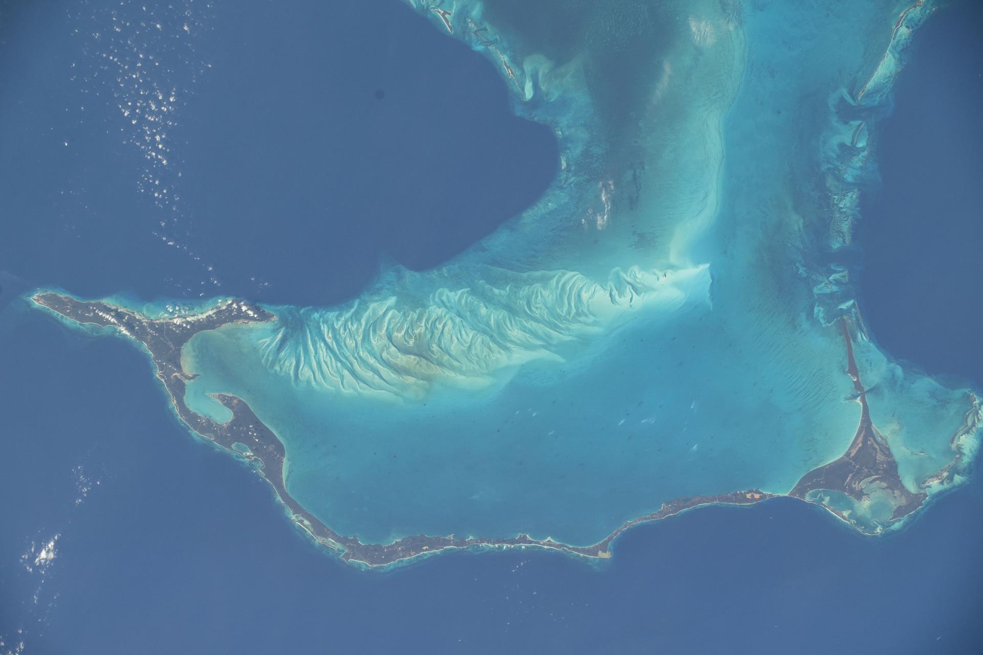 Eleuthera, an island state that is part of the Bahamas archipelago, is pictured in the Atlantic Ocean from the International Space Station as it orbited 262 miles above.